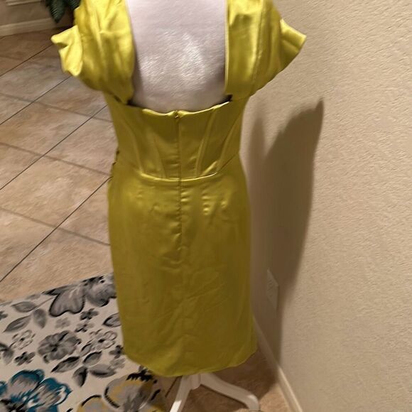 Gigiis Women's L Jasmine Bodyshaper Corset Dress Yellow Satin Party Midi New - Picture 4 of 11